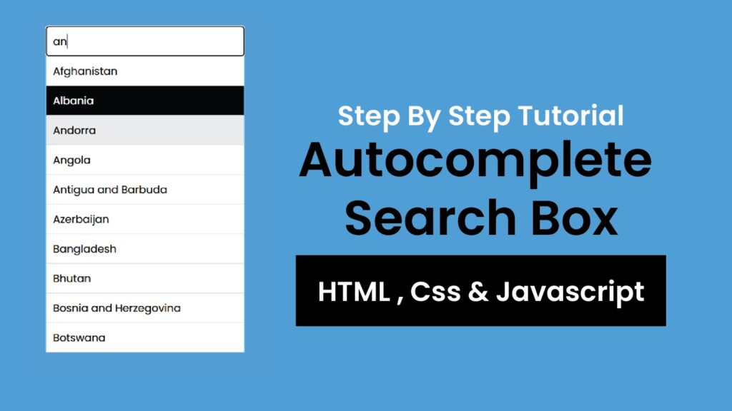 Autocomplete Search Bar Using Html Css Javascript Coding Artist