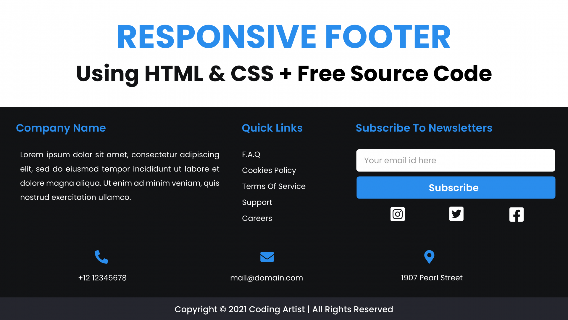 Responsive Footer With HTML CSS Coding Artist