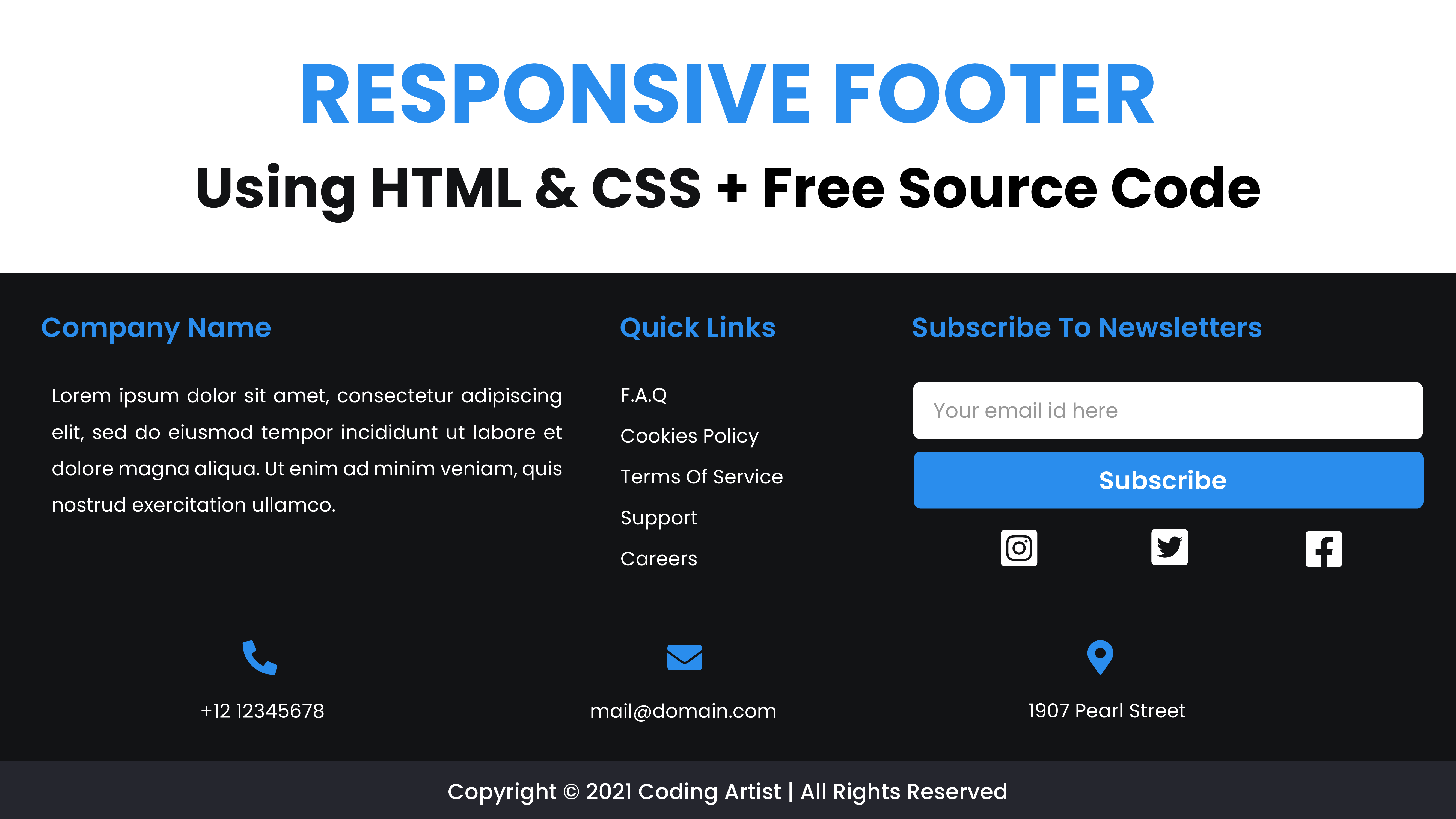 Responsive Footer With HTML & CSS Coding Artist