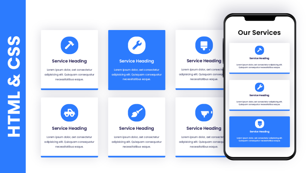 Responsive Our Services Section Using HTML & CSS | Coding Artist