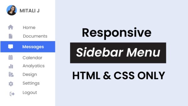 Responsive Sidebar Menu | HTML & CSS | Coding Artist