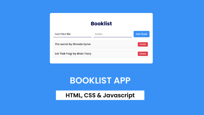 Booklist App | HTML, CSS & Javascript