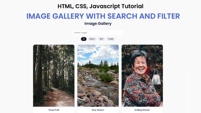 Image gallery with search and filter javascript