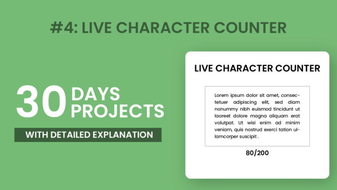 Live Character Counter HTML, CSS & Javascript