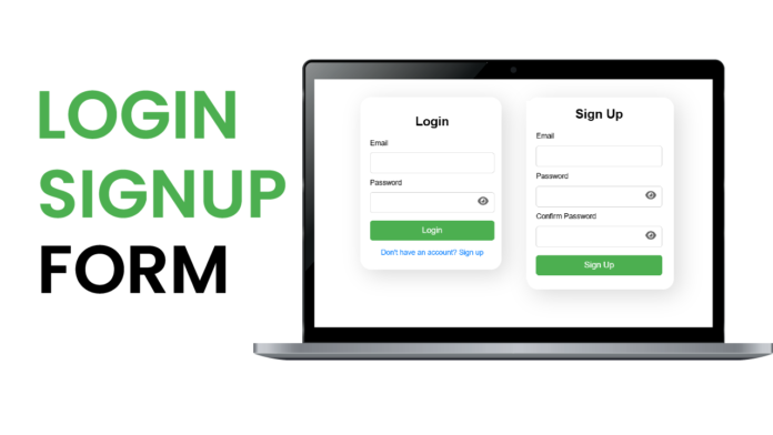 Login Sign up form HTML CSS Javascript