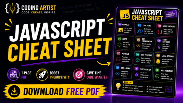 JavaScript Cheat Sheet – Free PDF Download | Coding Artist