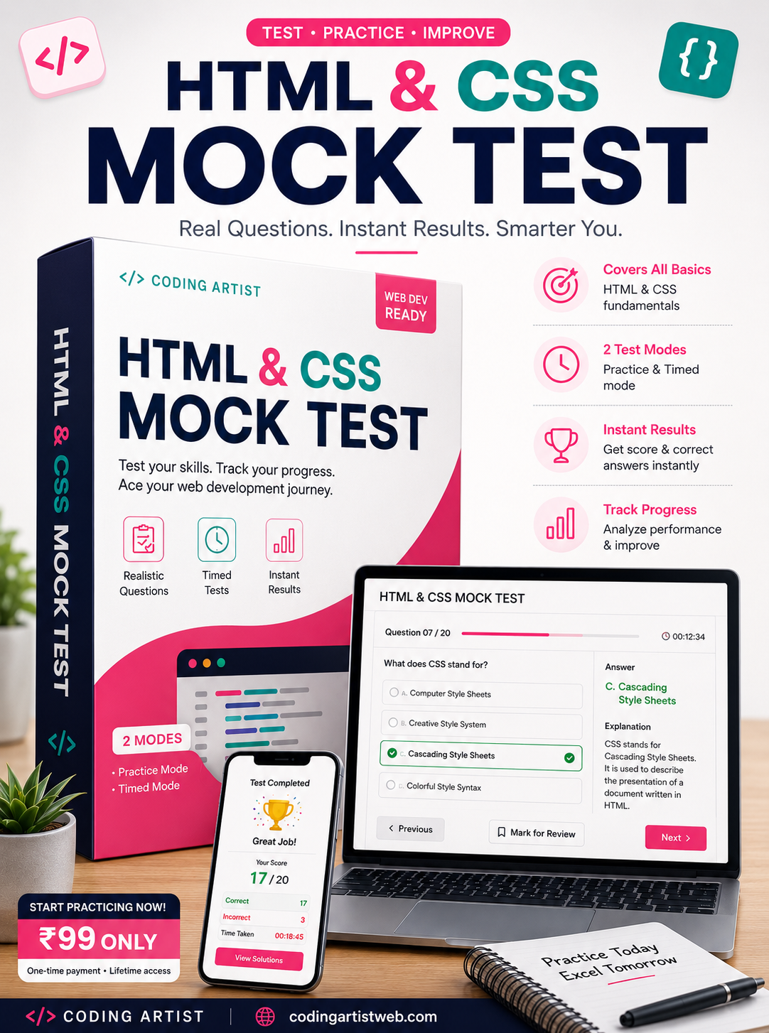 HTML & CSS Mock Test Simulator