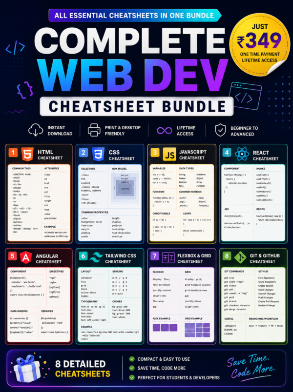 Complete Web Dev Cheatsheet Bundle | Coding Artist